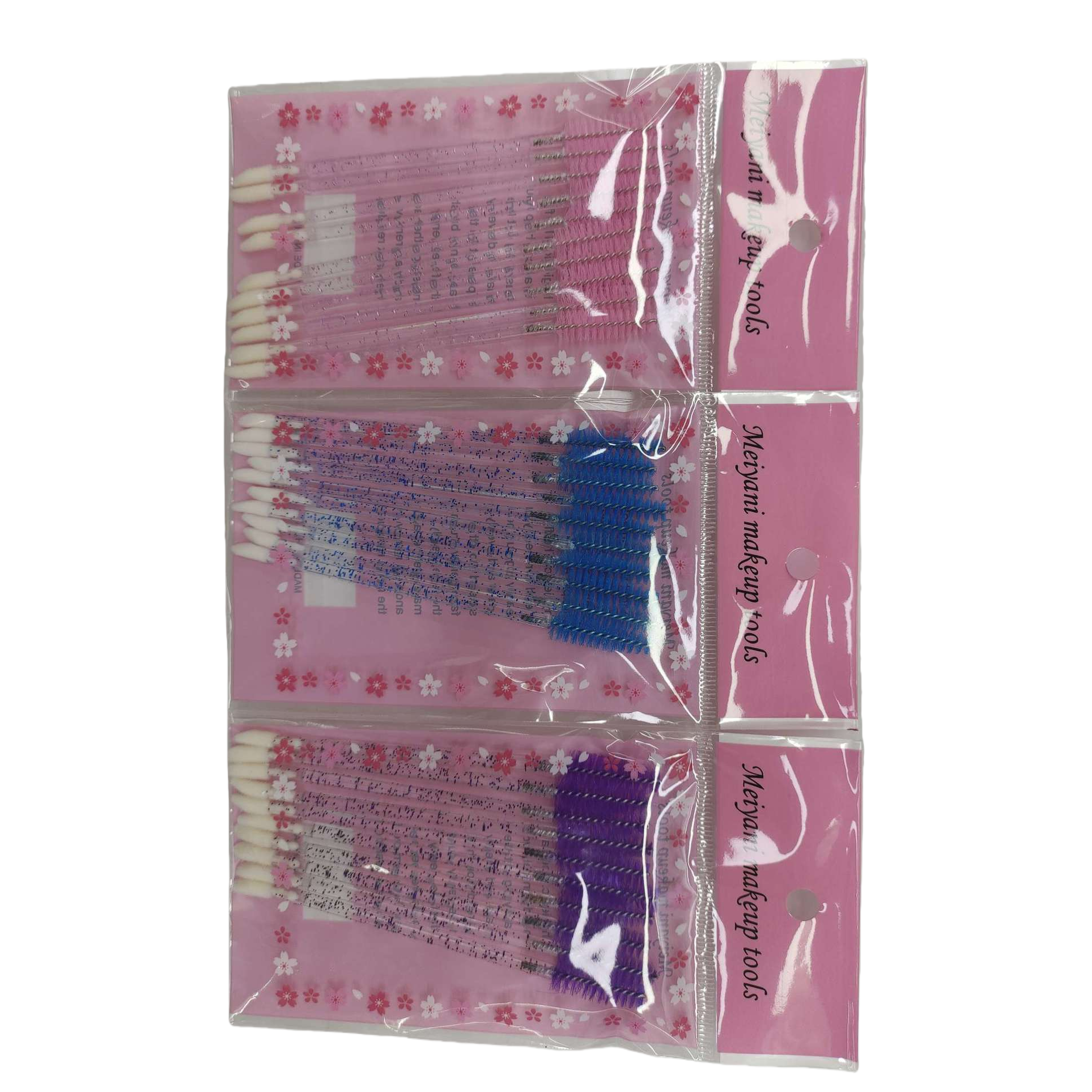 Pink packaging nail care tool set, white cotton swabs, blue brushes, purple brushes, nail care and beauty products set Item Picture