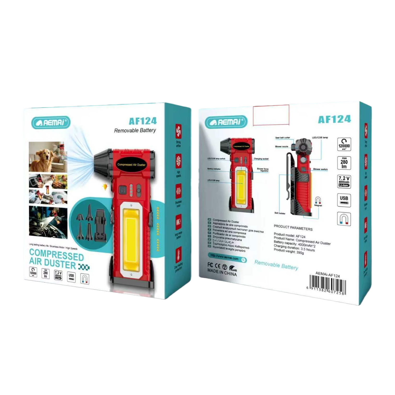 The multi-functional portable compressed air dust collector is a handheld silent and powerful cleaning tool, suitable for electronic devices and auto parts Item Picture
