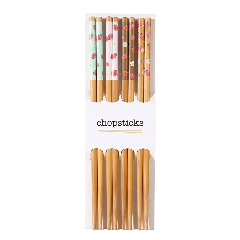 Creative and colorful strawberry-patterned tableware and chopsticks set, eco-friendly and durable, portable family dining supplies for restaurants Item Picture