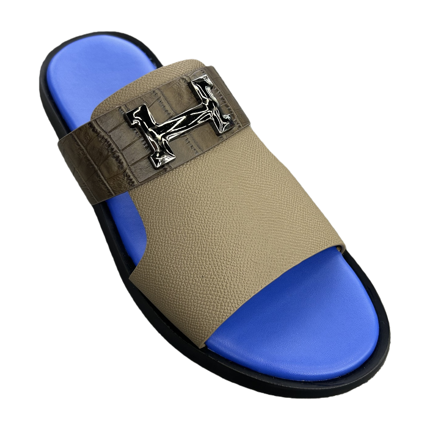 Comfortable cool slippers with beige leather soles, summer men's and women's casual slippers, lightweight, breathable, anti-slip soles, soft upper Item Picture