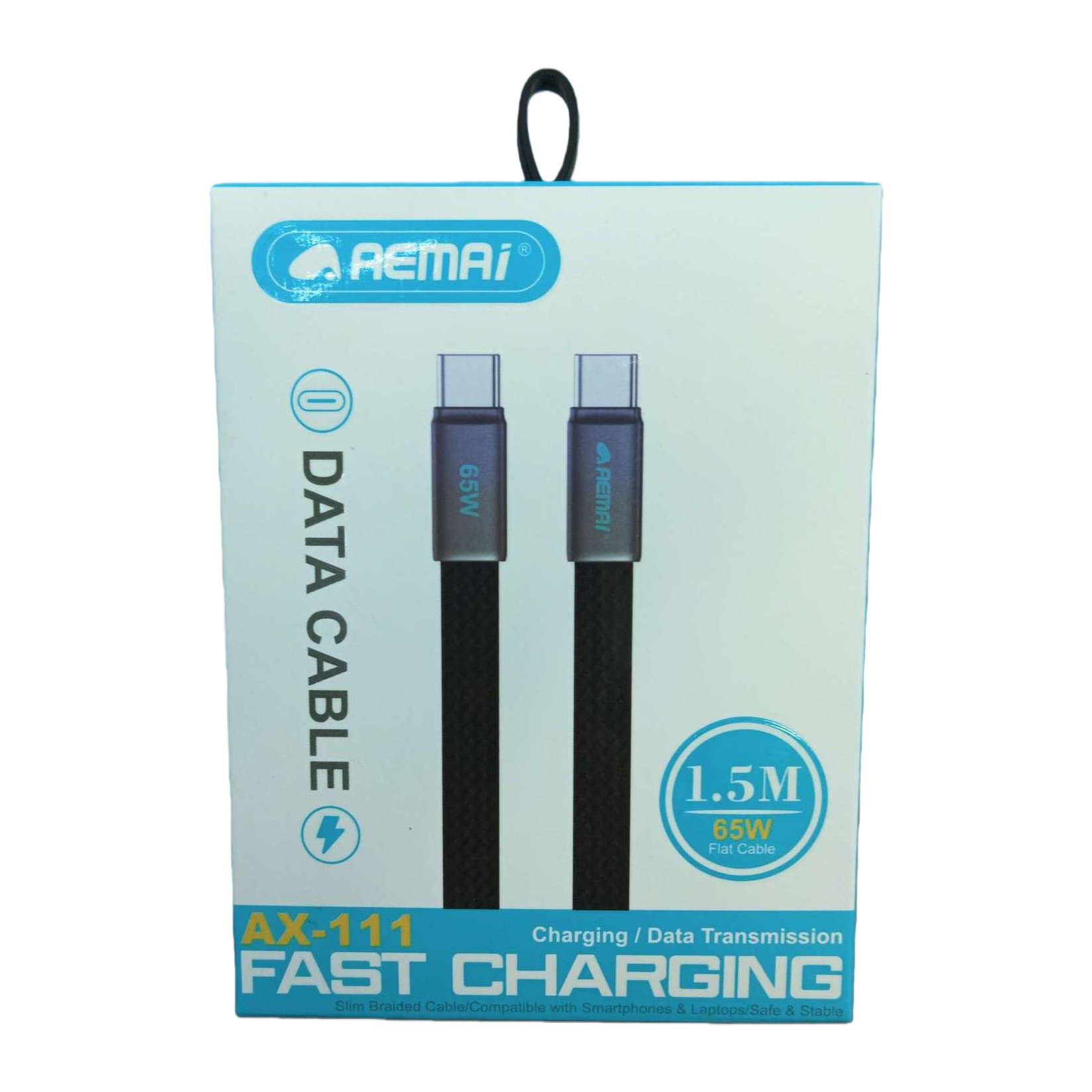 Blue and white simple packaging box, multi-functional data cable, charging cable, universal, durable and portable storage box for mobile phones and tablets Item Picture