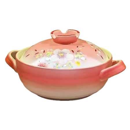 Pink ceramic stew pot, a household multi-functional soup pot, a heat-resistant and durable earthenware for making soup, and a kitchen stewing vessel Item Picture