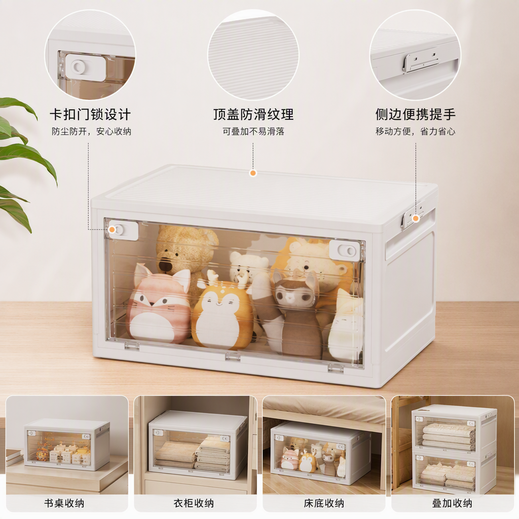 多功能白色塑料收纳箱整理箱家用衣物玩具储物箱大容量收纳盒