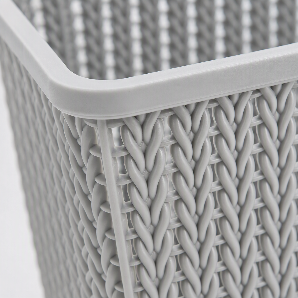 Multi-functional grey woven texture storage basket, home organizing storage basket, miscellaneous storage box, simple storage box Application Scenario