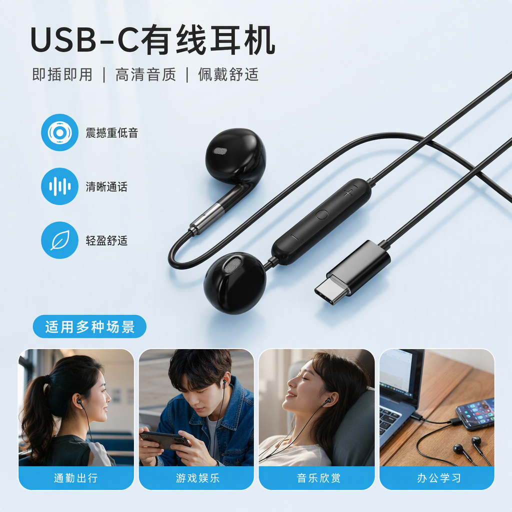 Fashionable blue and white packaging box headphones, high-fidelity stereo, lightweight and portable music headphones gift box
