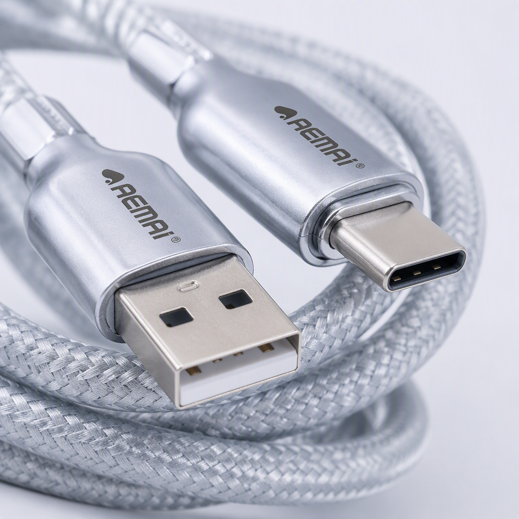 The high-strength silver braided charging cable supports fast charging and durable mobile phone data transmission Application Scenario