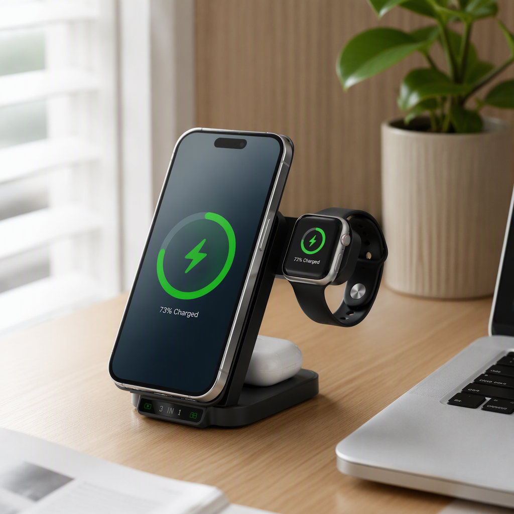 The AEAI DG60 folding magnetic wireless charger packaging box is a multi-scenario suitable display box for charging mobile phones, watches and headphones details Picture