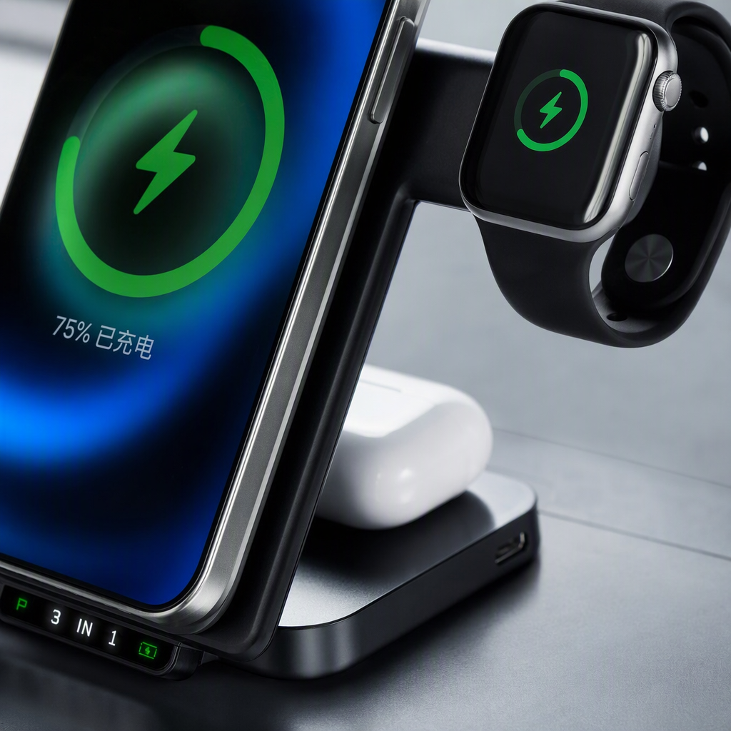 The AEAI DG60 folding magnetic wireless charger packaging box is a multi-scenario suitable display box for charging mobile phones, watches and headphones Application Scenario