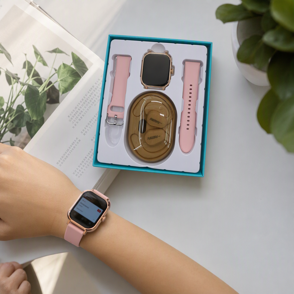 Blue and white packaging box smartwatch set, multi-functional sports and health monitoring gift box suitable for both men and women details Picture