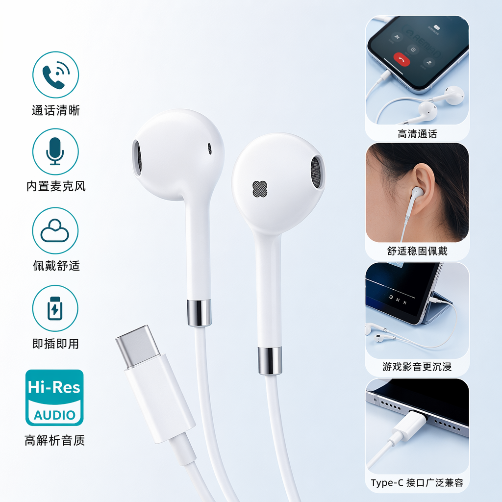 Fashionable white earphone storage case, portable protective case, suitable for travel and office use, durable and simple design