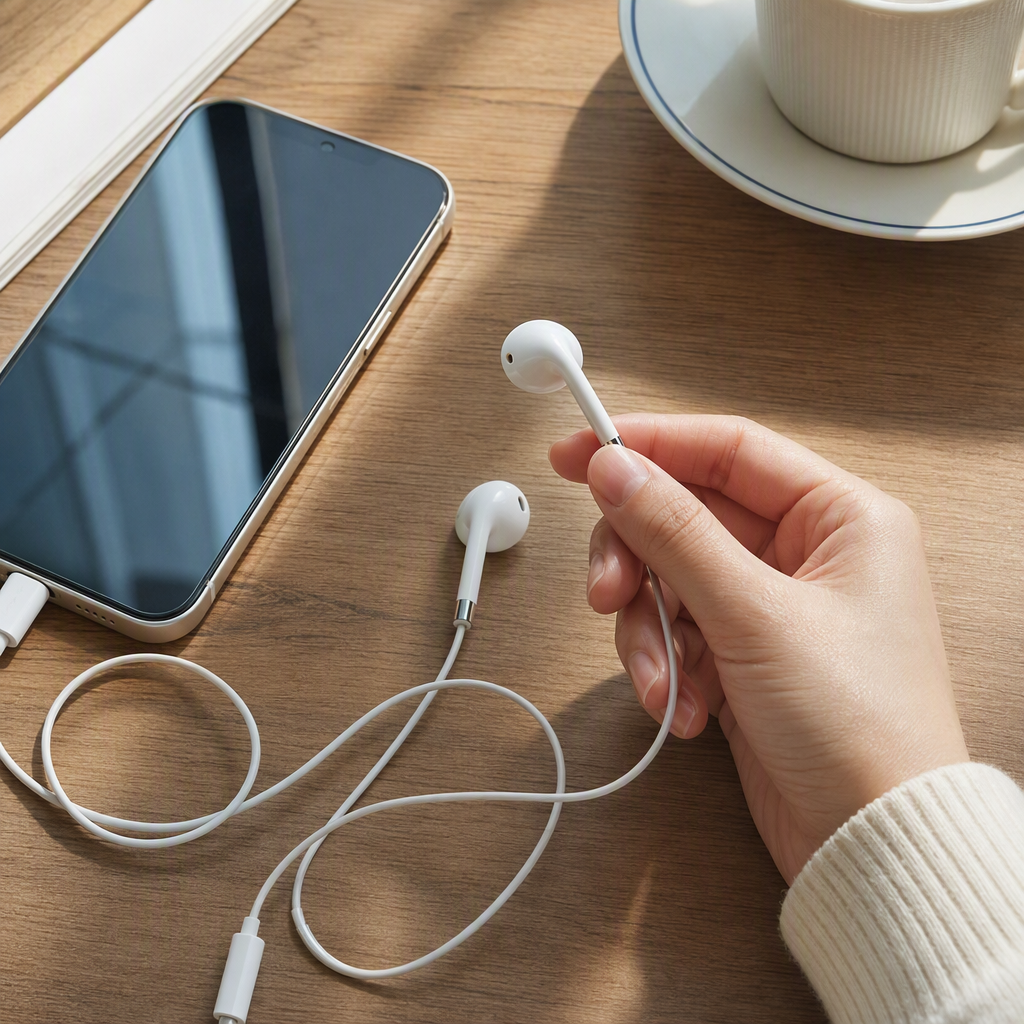 Fashionable white earphone storage case, portable protective case, suitable for travel and office use, durable and simple design details Picture