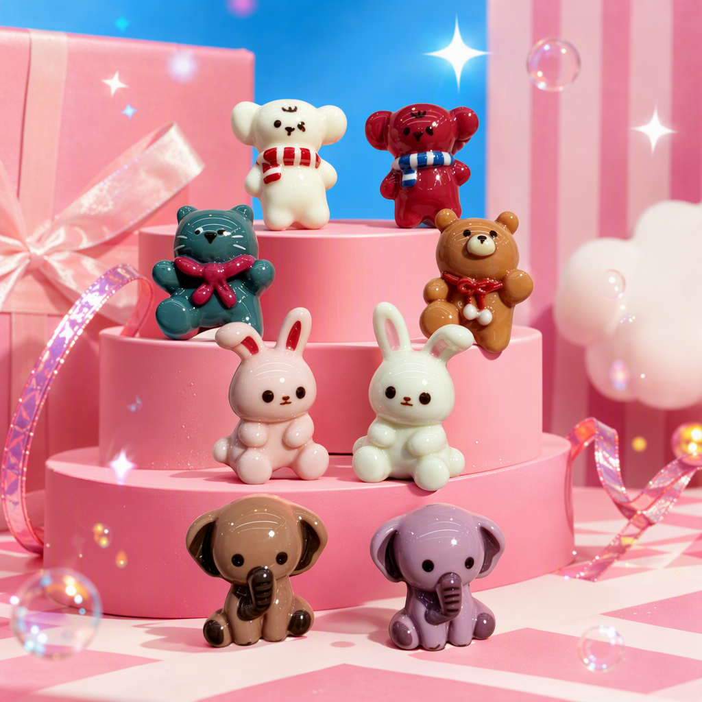 A variety of cartoon animal ornaments, colorful bears, rabbits and elephants, creative home decoration, children's room decorations, cute and fun gifts Specification image