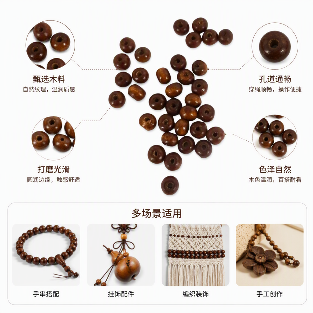 手工DIY饰品配件天然棕色珠子多款混色串珠手链项链材料配饰品