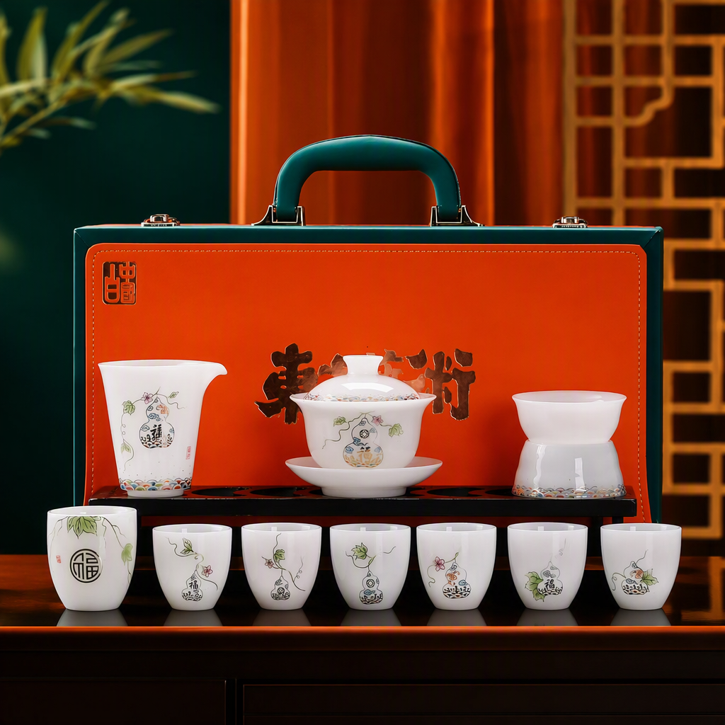 White porcelain tea set, simple household teapot, tea cup, tea tray, tea strainer, tea filter gift set Specification image