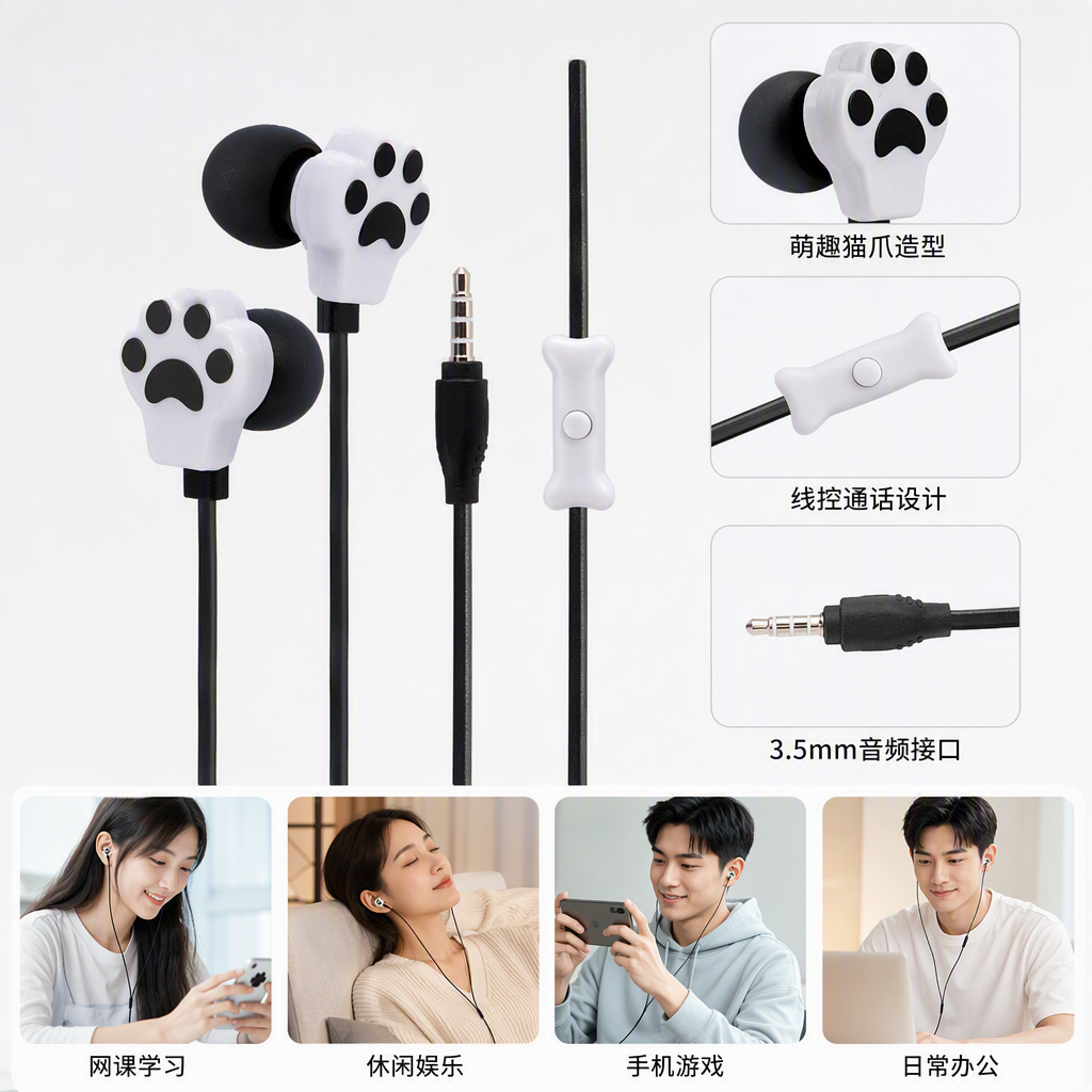 High-quality white packaging box headphones with microphones, universal headsets for portable computers and mobile phones