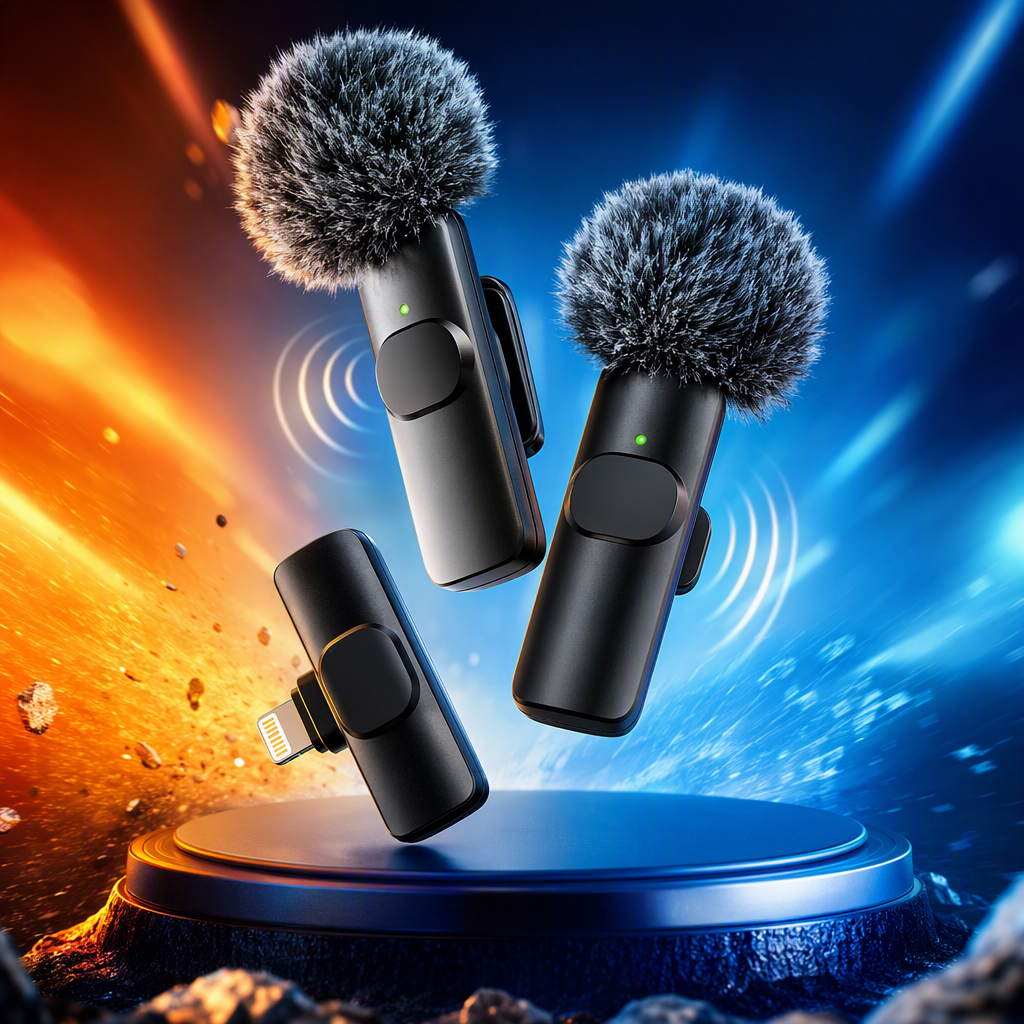 Blue and white packaging box wireless microphone, professional audio equipment, portable conference and presentation equipment, high-fidelity wireless microphone Specification image