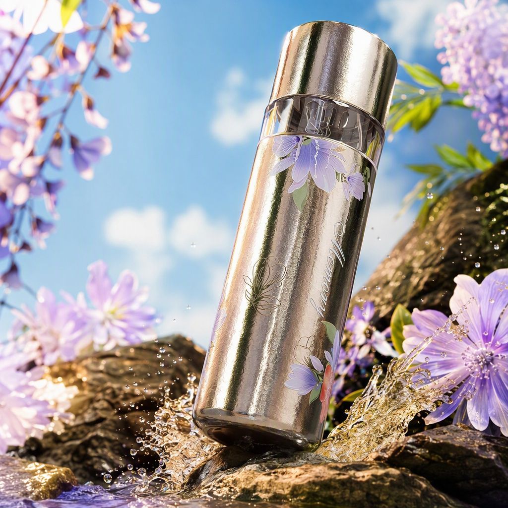 Silver floral pattern insulated cup, large-capacity stainless steel portable student outdoor travel hot drink cup Specification image