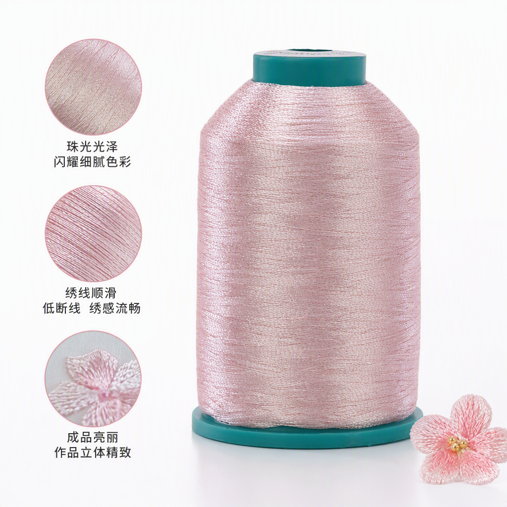 亮丝线轴粉色柔亮手工缝纫线织布线DIY材料包装饰线