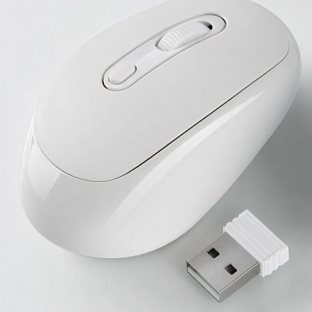 Ergonomic wireless mouse, silent office computer accessory, white, portable, multi-functional, supports multi-device connection Application Scenario