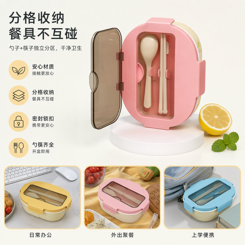 保鲜盒/不锈钢餐具五金/不锈钢餐具/饭盒/分格保鲜盒产品图