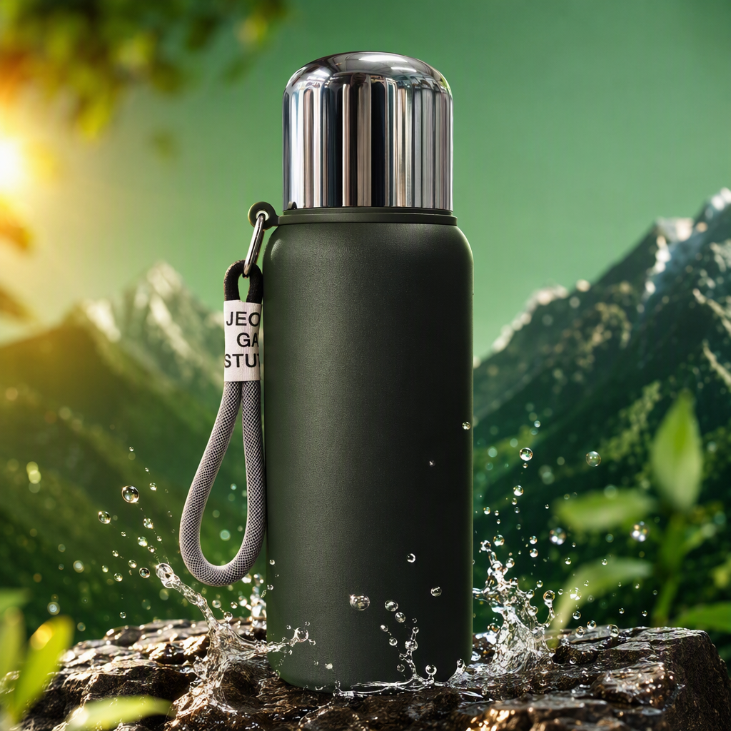 Stainless steel large-capacity insulated cup, fashionable dark green portable student business warm water cup gift Specification image