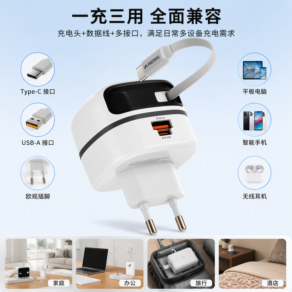 High-quality white charger packaging box is portable, durable and suitable for multiple electronic device storage boxes