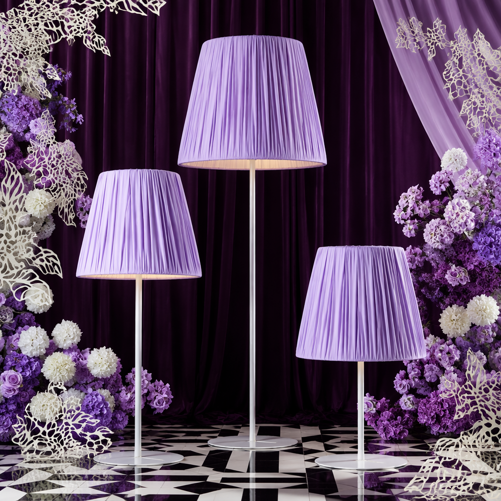 Creative purple pleated lampshade table lamp for warm bedroom and study decoration, simple and modern lighting fixtures Specification image