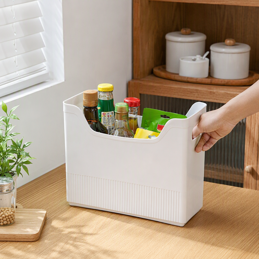 The white kitchen storage rack, seasoning bottles, Sichuan pepper powder bags, multi-layer storage rack and kitchenware organization and storage rack are neat and practical details Picture