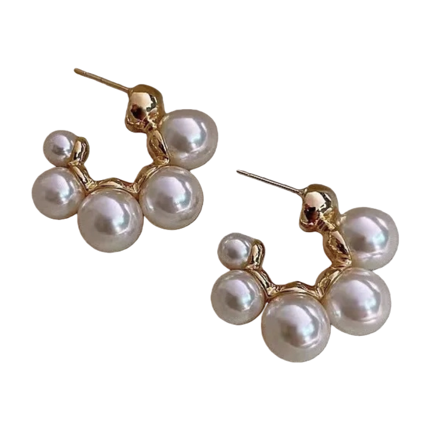 Brilla oro perla pendientes simple temperamento mujer orejeras elegantes y versátiles pendientes de moda accesorios Item Picture