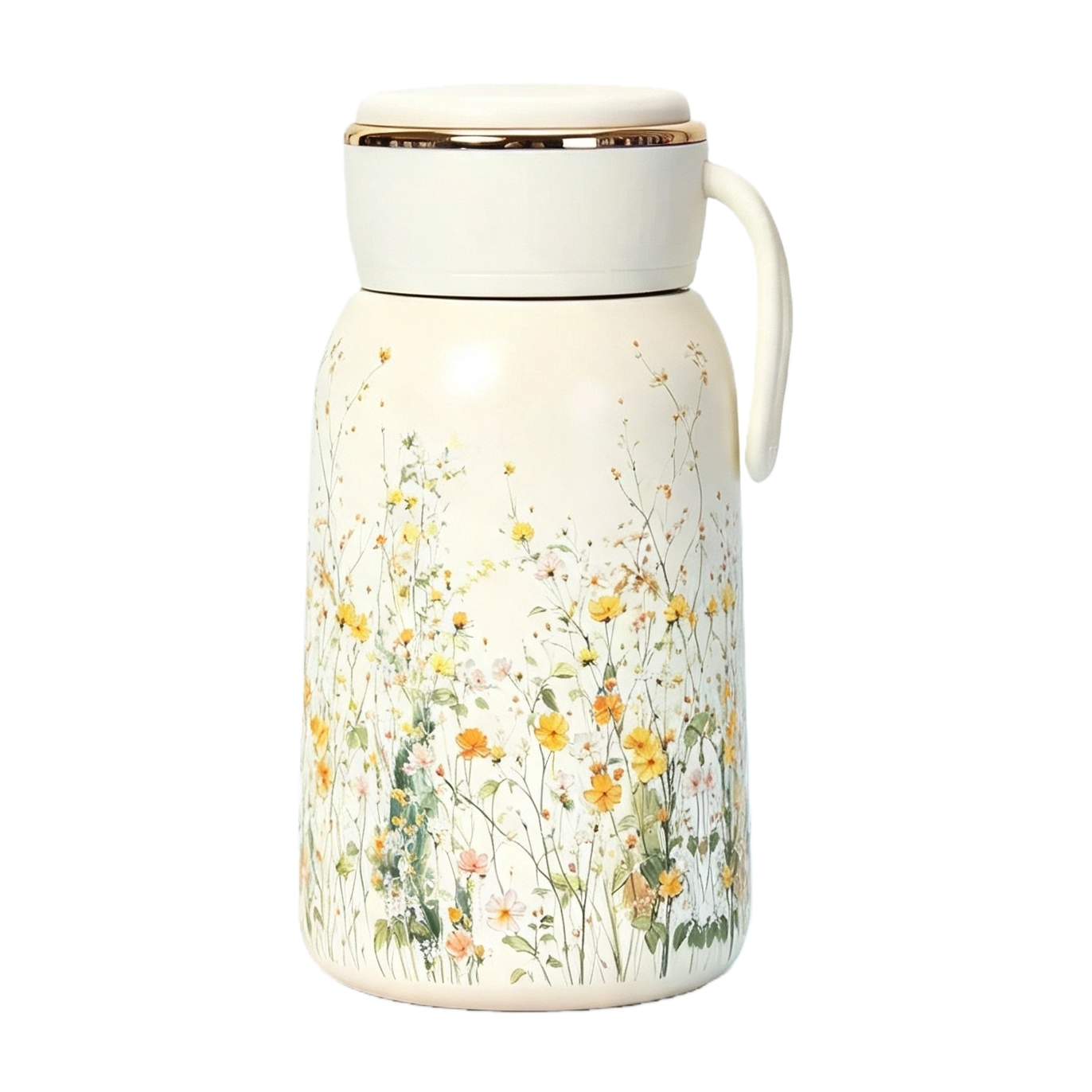 Arroz blanco floral patrón tazas aislantes acero inoxidable mantener frío portátil tazas de té estudiantes hombres y mujeres Item Picture