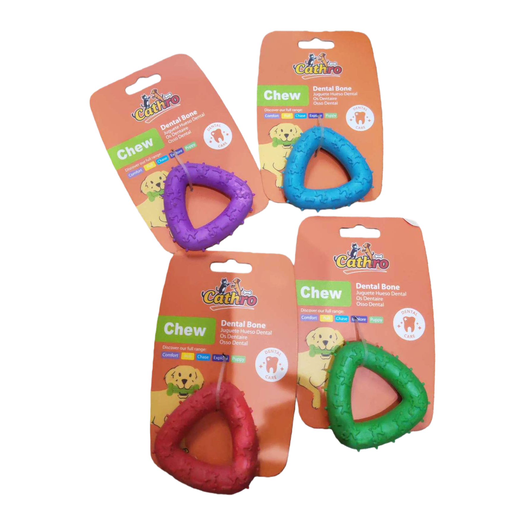 Colorful triangular pet teething rings toys, biting and grinding teeth training pet supplies, pet toys, biting and wear-resistant pet teething rings Item Picture