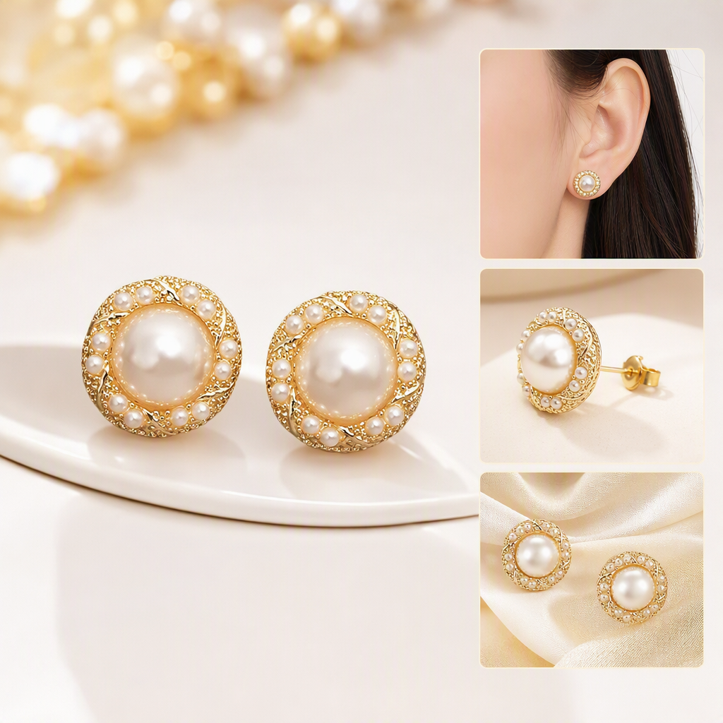 Moda oro perla pendientes simple y versátil temperamento orejeras versión coreana de la tendencia pendientes con accesorios