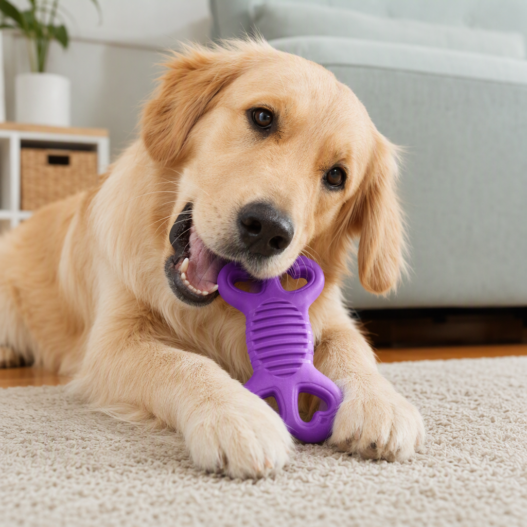 Colorful bone-shaped pet biting toys, durable and wear-resistant dog teething toys, pet supplies, pet toys details Picture
