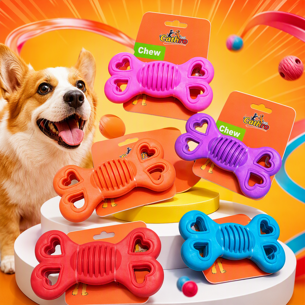 Colorful bone-shaped pet biting toys, durable and wear-resistant dog teething toys, pet supplies, pet toys Specification image