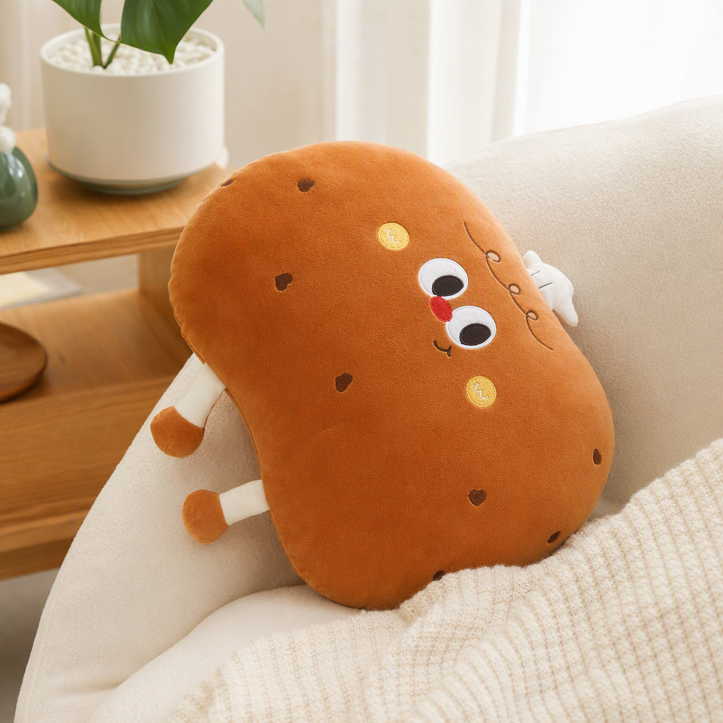 Cute cartoon bread dolls, brown plush fabric throw pillows, children's toys, gifts and collectibles details Picture