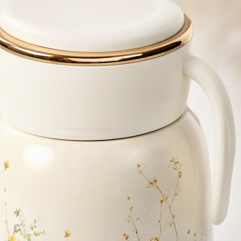 Arroz blanco floral patrón tazas aislantes acero inoxidable mantener frío portátil tazas de té estudiantes hombres y mujeres Application Scenario