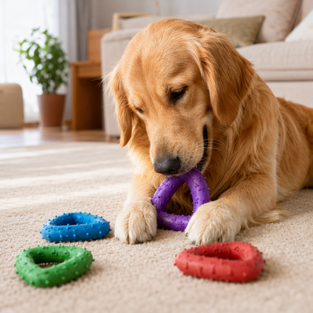 Colorful triangular pet teething rings toys, biting and grinding teeth training pet supplies, pet toys, biting and wear-resistant pet teething rings details Picture
