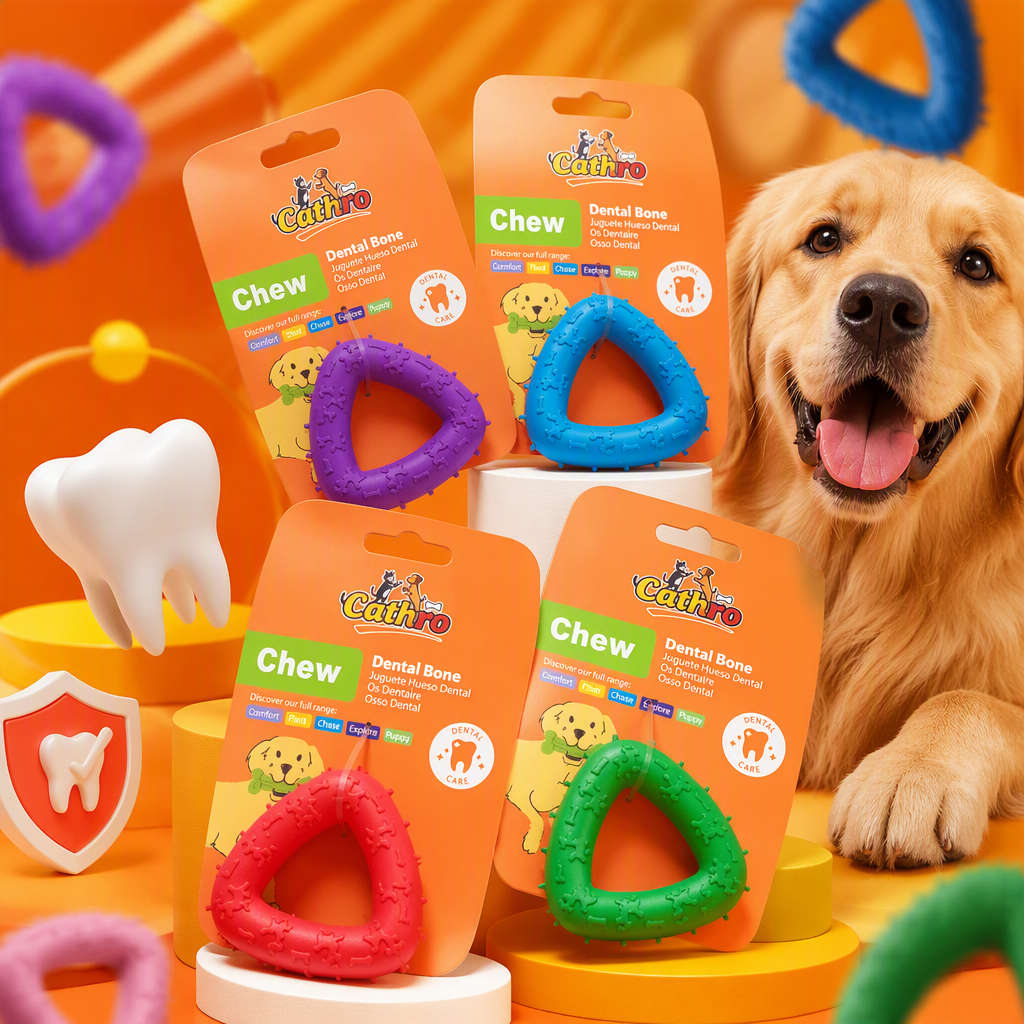 Colorful triangular pet teething rings toys, biting and grinding teeth training pet supplies, pet toys, biting and wear-resistant pet teething rings Specification image