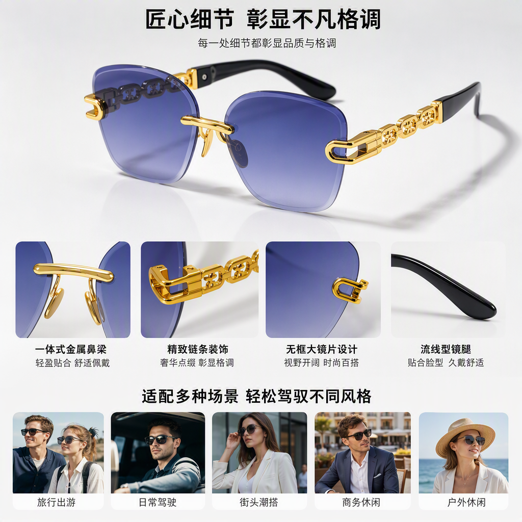 New 2026 sunglasses, trendy and fashionable, UV protection, outdoor activities, street photography, pose photography, sun protection glasses factory direct sales, multiple colors available, European and American foreign trade, men's and women's same style glasses, sun protection and light blocking