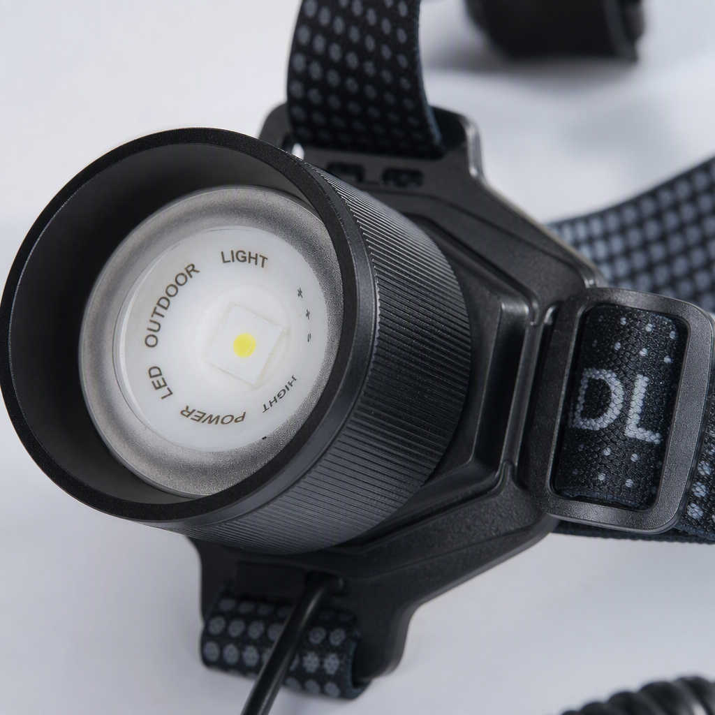 New dual-source high-brightness long-range waterproof headlamp, outdoor sports, night running, cycling, work lighting, portable headlamp, electric display, rechargeable and zoom headlamp details Picture