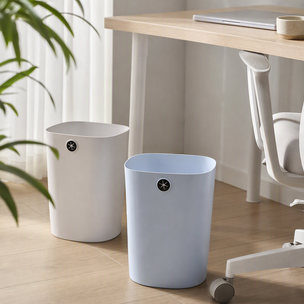 【CL】26Q2#9028 Light blue and white pedal smart trash can, 6L hanging bucket, for home kitchen and bathroom, environmentally friendly and durable pic 2