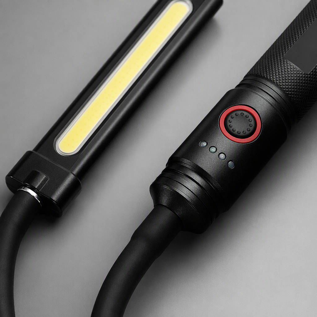 Nueva luz de trabajo flexible multifuncional LED black portable flex lighting light luz de mantenimiento industrial con succión magnética luz de trabajo de múltiples fuentes de luz details Picture