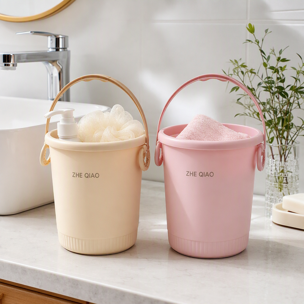 【CL】26Q2#0191 Pink beige square plastic storage bucket, laundry detergent empty bottle multi-functional storage bucket, red bucket pic 2