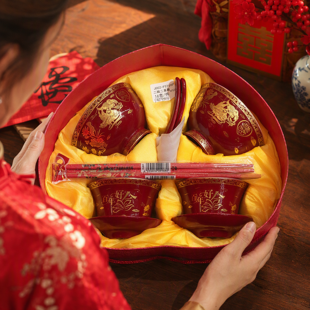 Caja de regalo roja juego de cerámica tetera casa taza tetera bandeja de té regalo elegante y práctico details Picture