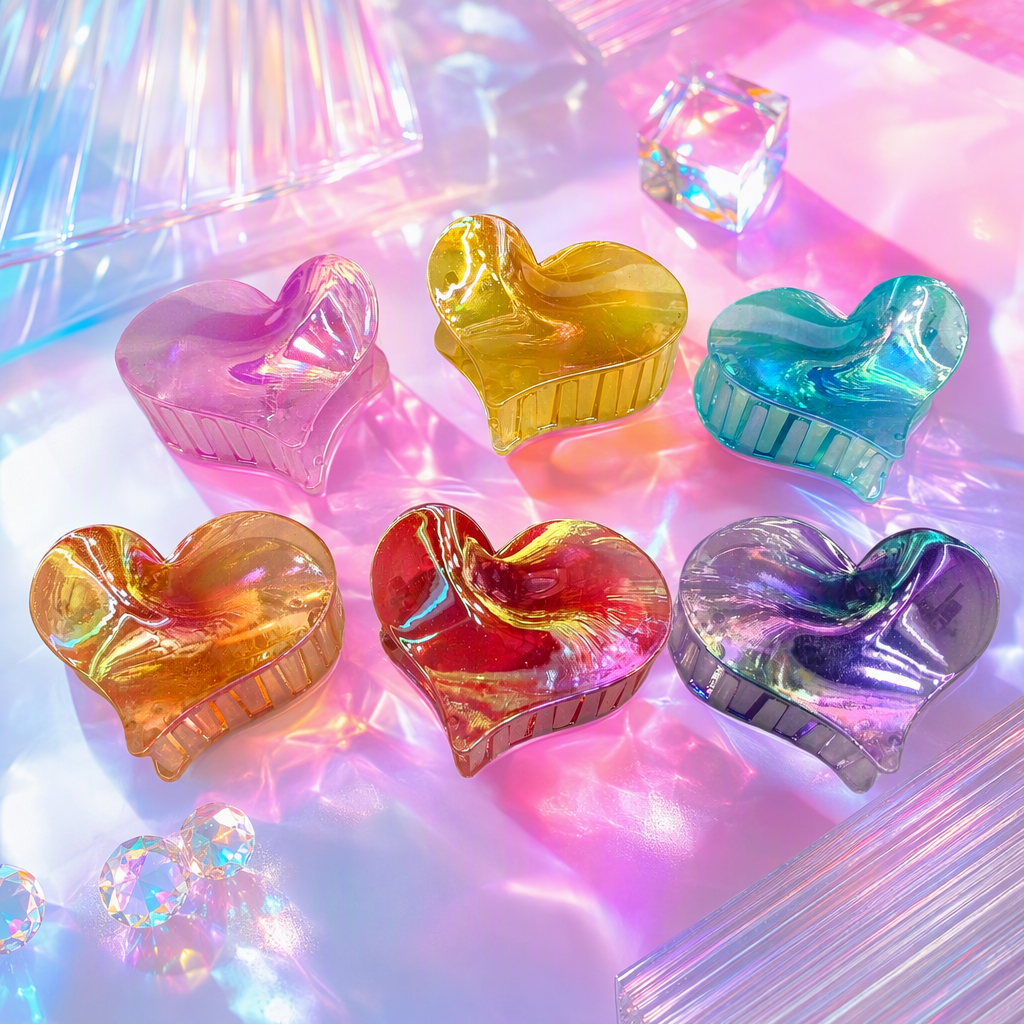Colorful heart-shaped hair clips, cute and sweet hair accessories, versatile hair clips, hair accessories, headwear and hair accessories, fashionable and trendy Specification image