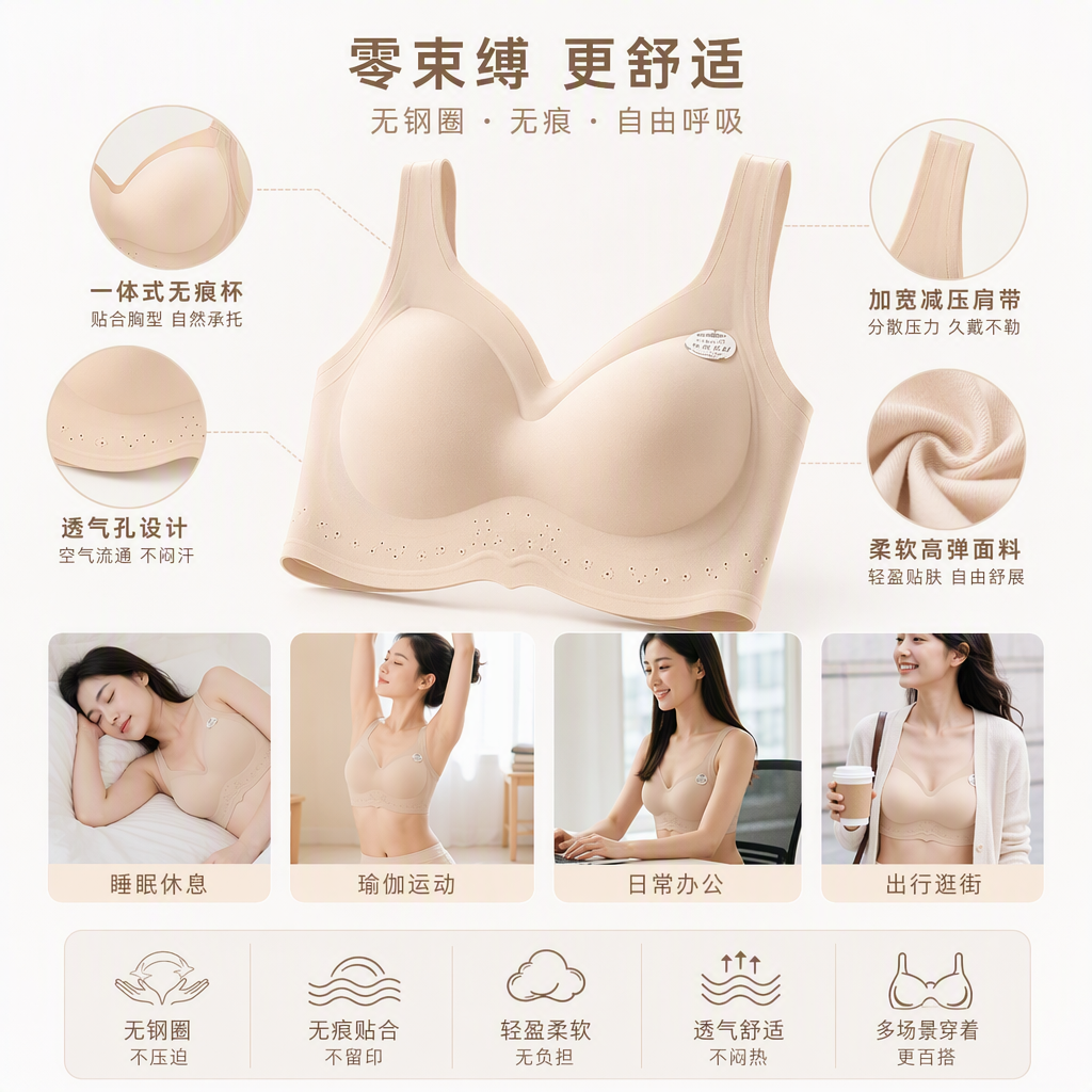 Multi-color invisible bra without underwire, thin, breathable, comfortable, seamless and close-fitting for girls. Multiple colors to choose from