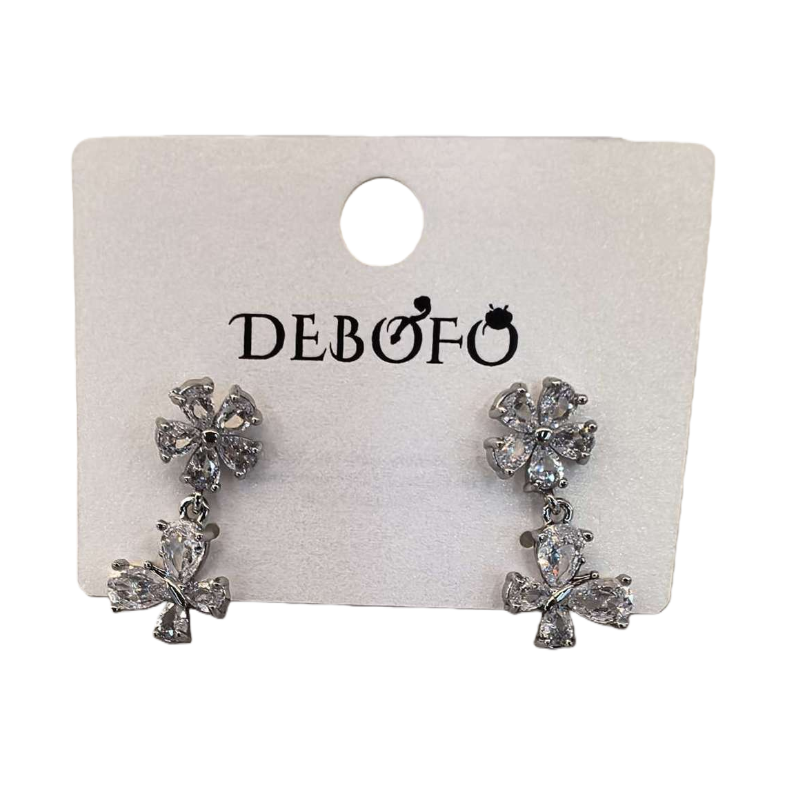 Silver zircon anti-allergy flower butterfly-shaped earrings and pendants, elegant and fashionable, versatile earring accessories Item Picture