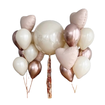A combination of golden and off-white balloons is used to decorate wedding party and celebration Settings, creating an atmosphere and providing decorative items Item Picture