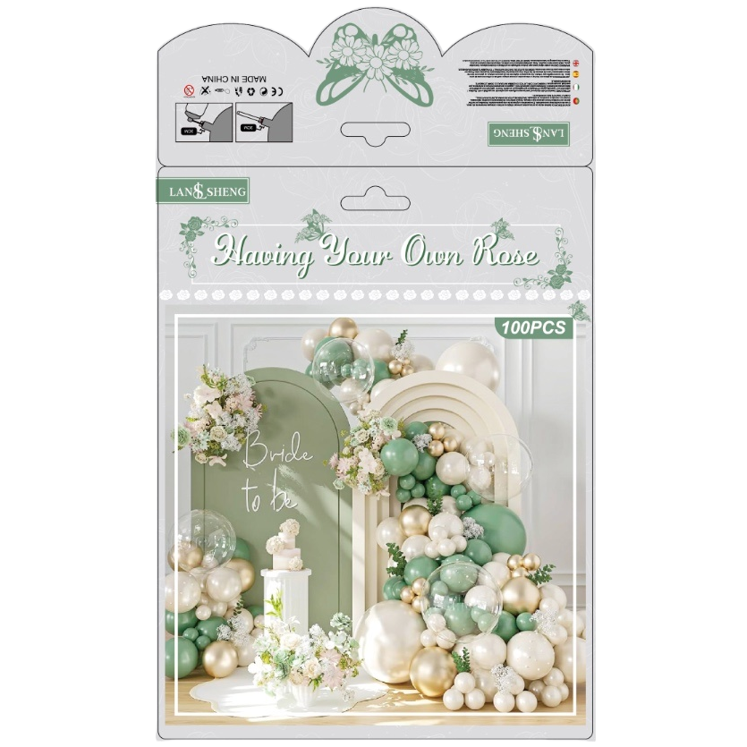 Green and gold balloon arch bouquet decoration scene wedding decoration Bride to be word balloon decoration Item Picture