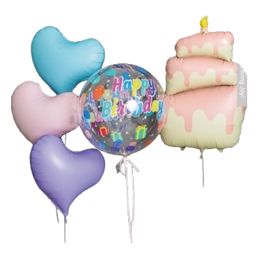 Creative colorful balloon combination heart-shaped transparent "Happy Birthday" letter-shaped party decoration set Item Picture